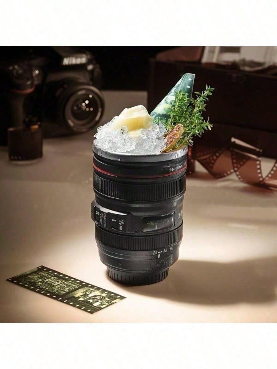 1PC Stainless Steel Insulated Coffee Cup Photography Theme DSLR Camera Lens Novel Unique Design,Portable Leak-Proof Fashion Cup