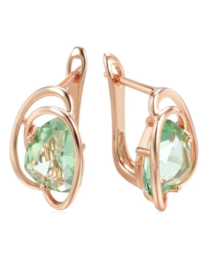 Geometric Cut Light Green Zircon Drop Earrings for Women Minimalist Party Daily Jewelry