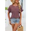 New Hollow Out Lace Patchwork Sweet Blouse Women Casual Simple Summer New Round Neck Shirts Ladies Loose Short Sleeved T-shirt Top for Women Clothing
