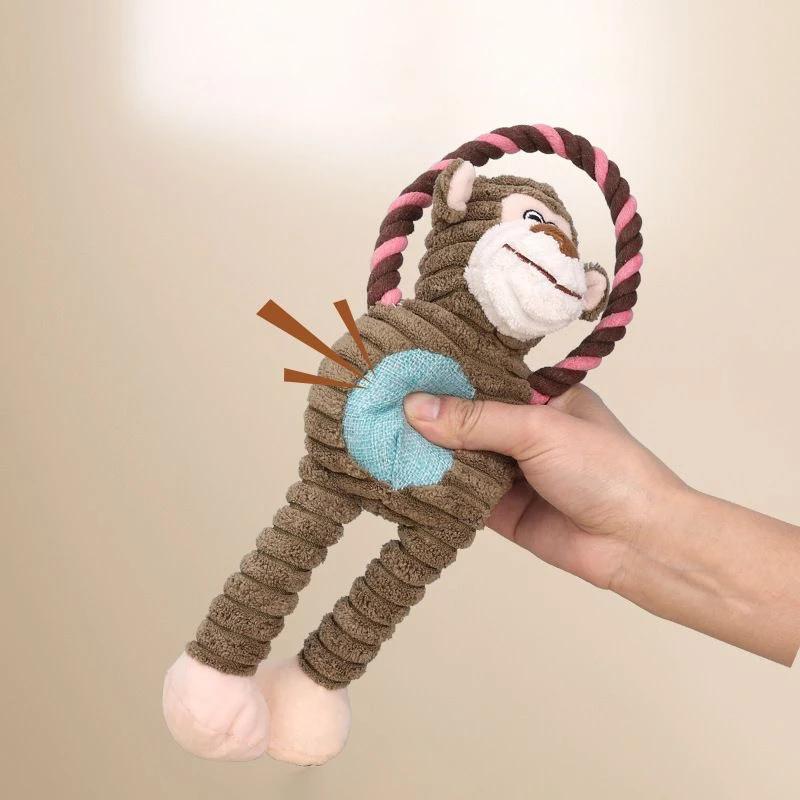 Dog Plush Toy Pet Squeaky Animals Stuffed Toy Bite-Resistant Teeth Cleaning Chew Toy Interactive Companion Toys Pet Supplies