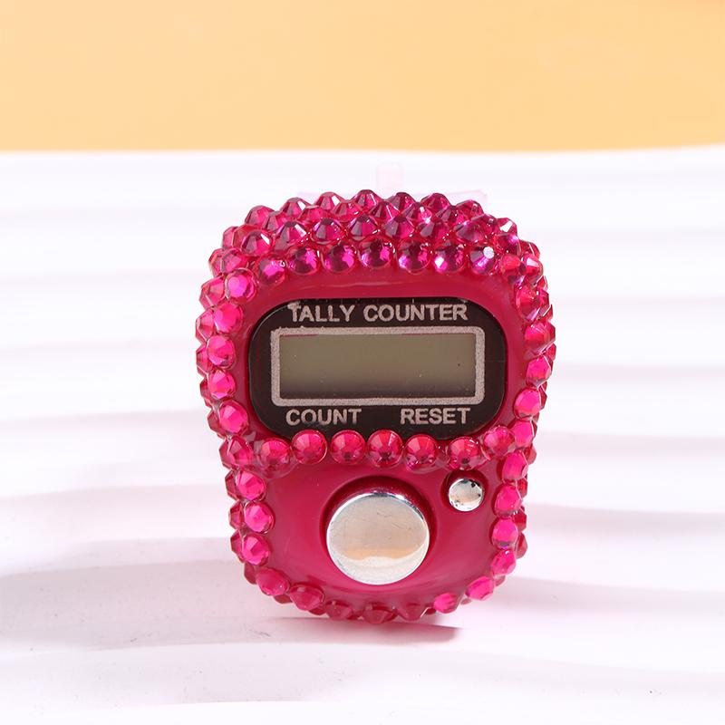 Portable 7 Colors Rhinestone Finger Counter Sparkling Design Counting Tool for Prayers Fitness and Learning Tasks