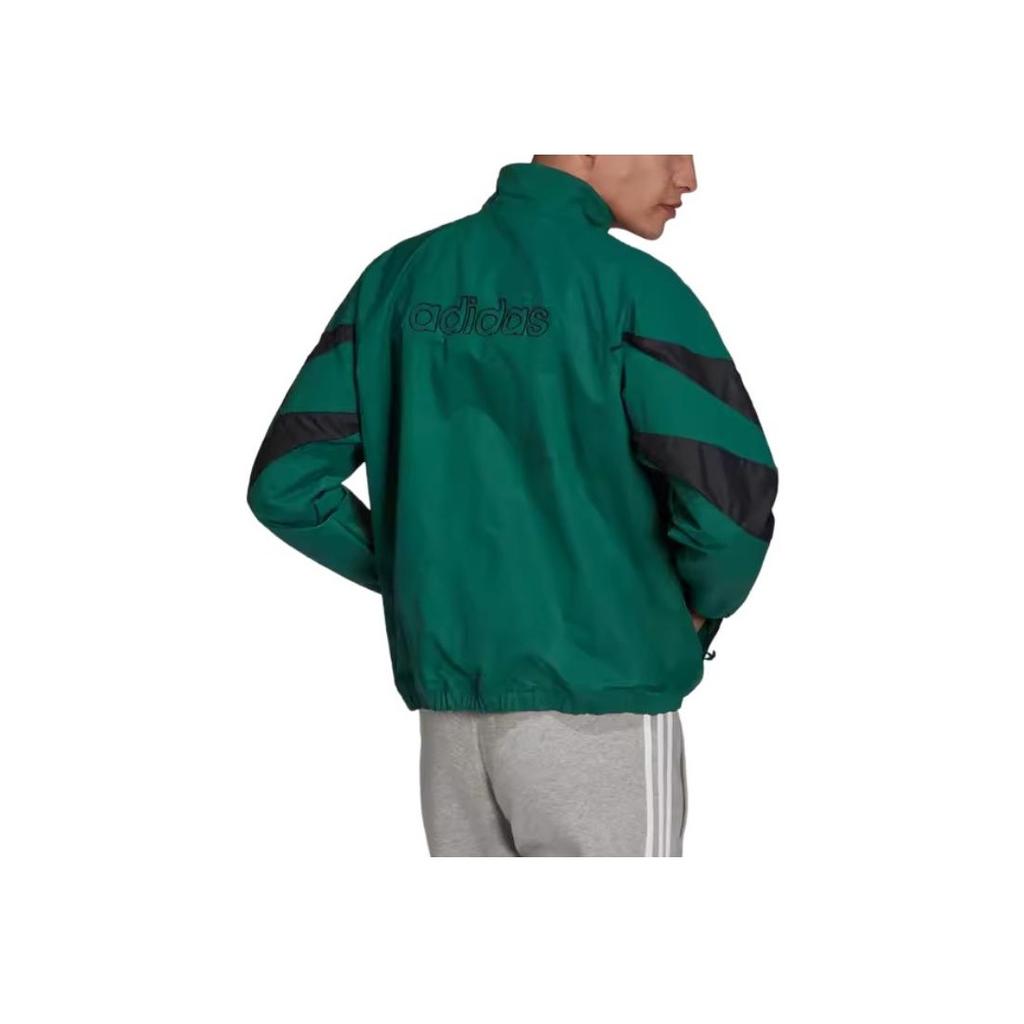 Adidas Striped Stand Collar Jacket Men Jackets Green H06747