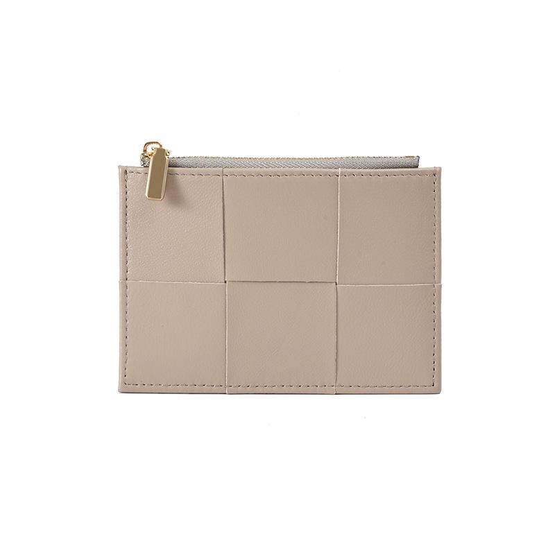 

Aokaqi Women s Short Korean Style Leather Wallet: Zipper Card Holder, Solid Color Foldable Sheepskin Coin Purse.