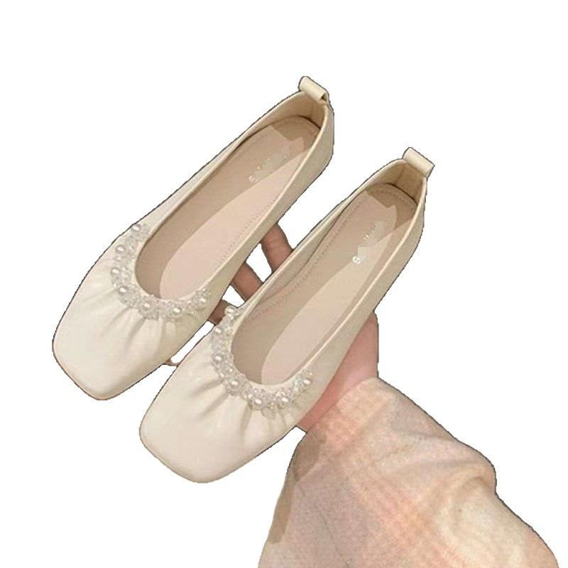 2025 autumn new women's comfortable long wear not tired small leather shoes soft leather pearl small fragrance Mary Jane single shoes women