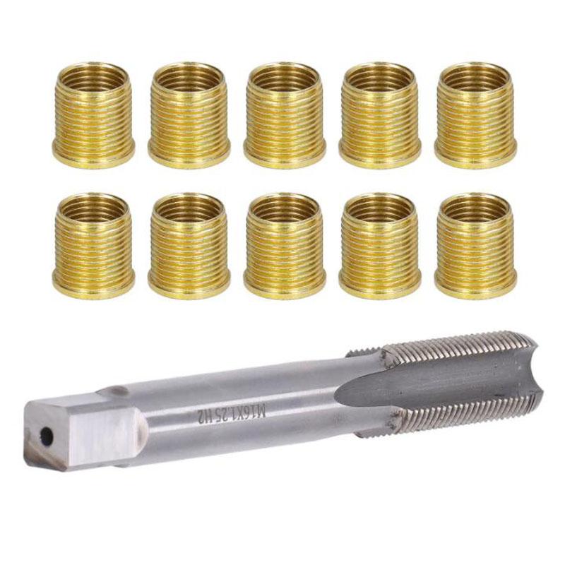 Spark Plug Thread Tap Thread Inserts Spark Plug Thread Repair Tools Gasoline Engine Metal M14x1.25 Inserts and M16x1.25 Tap Kit