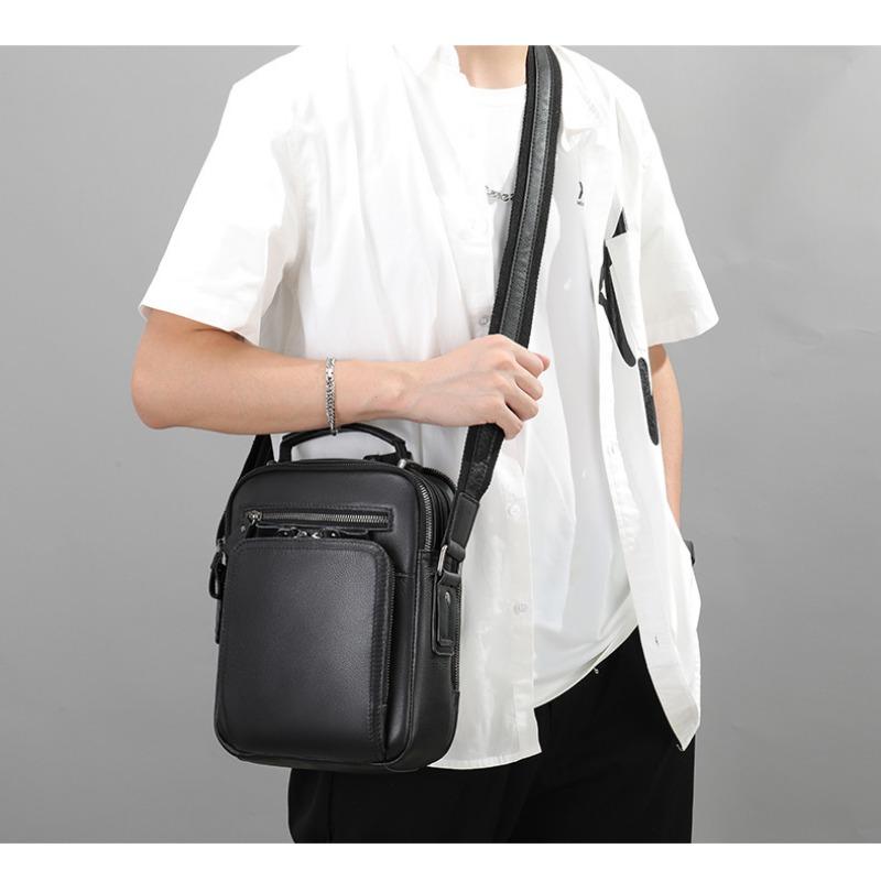 Genuine Leather Large Capacity Shoulder Crossbody Bag Vintage Crazy Horse Leather Shoulder Bag Multifunctional Cowhide Crossbody Bag