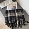 Plush Winter Cashmere Scarves Tassel Long Shawl Elegant Plaid Wool Scarf  Women/Men