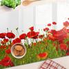 Kitchen Multifunctional Decorative Board Tempered Glass Wild Poppies 80X52 Cm