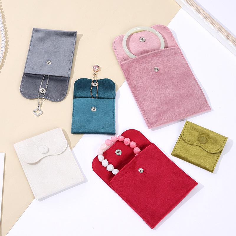 Velvet Jewelry Bag with Snap Button for Bracelets, Necklaces, Rings, and Accessories Storage