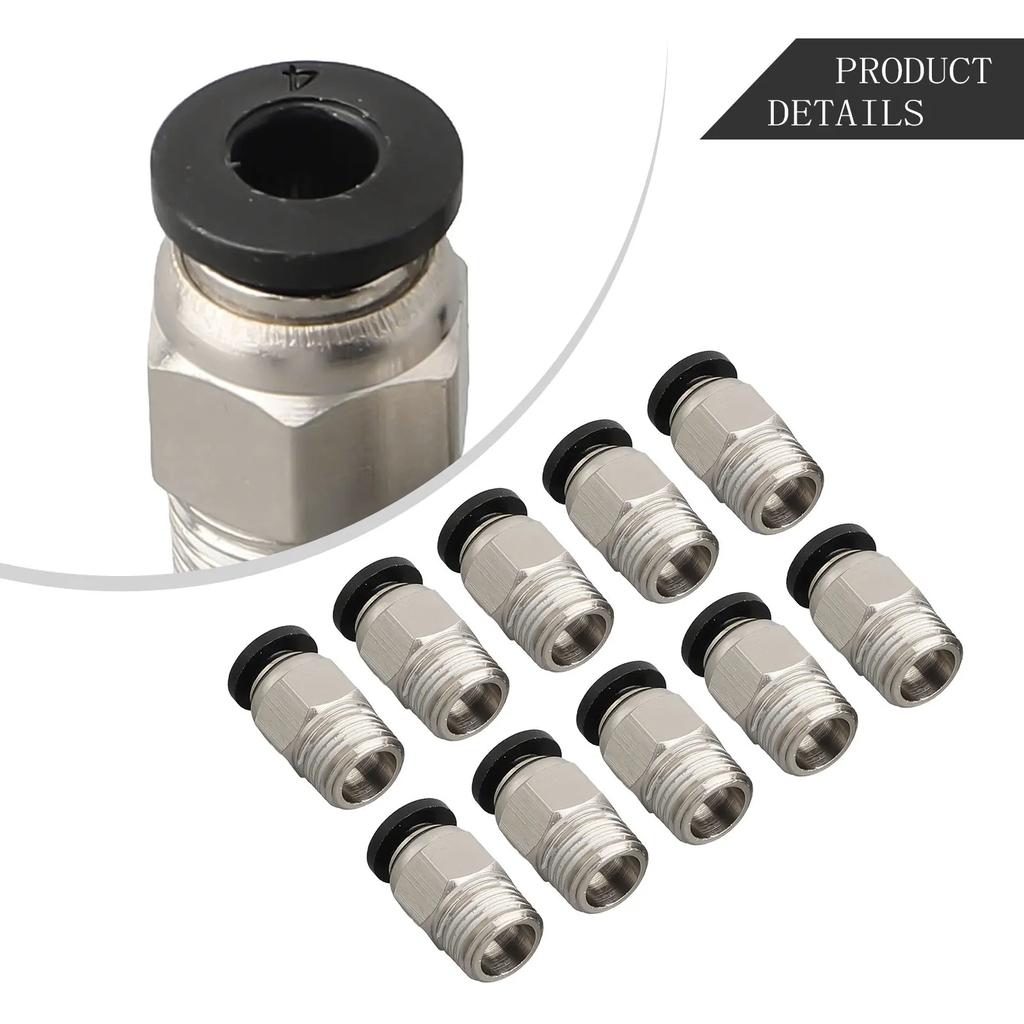 PC4M10 Male Straight Pneumatic Quick Fitting Connector for PTFE Tube with Stainless Steel Thread Suitable for Extruder Assembly
