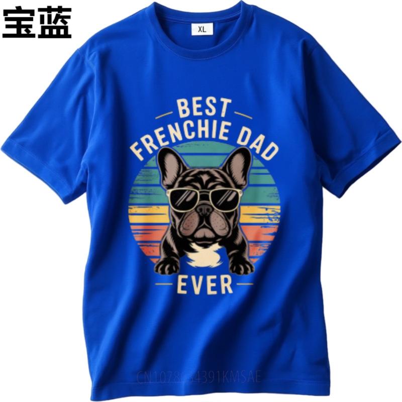 Soft Cotton Tee Workout For her summer tshirt Vintage Best Frenchie Dad Ever Sunburst Dog Cool For him tees Breathable Tee
