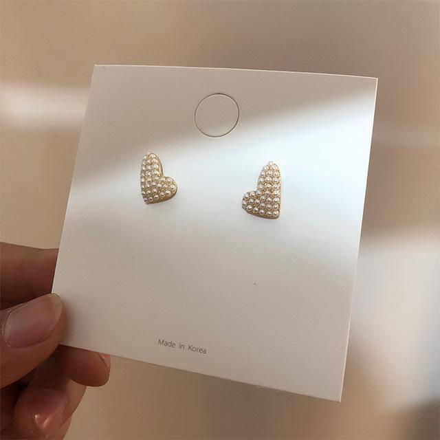 925 Silver Needle Korea Dongdaemun Earrings Cold Wind Temperament Versatile Small Love Pearl Stud Earrings Women s Earrings серебряный