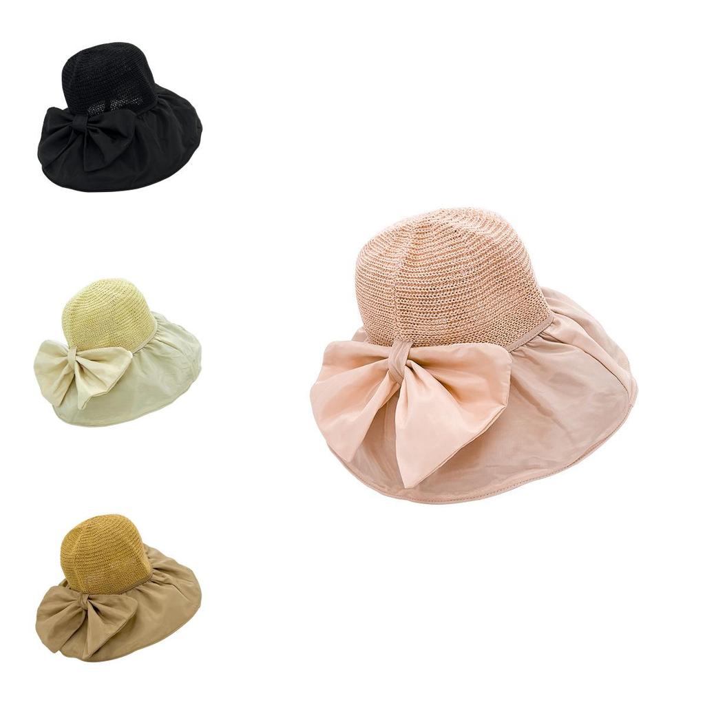 Summer Bowknot Wide Brim Sun Hat With Upf50+ Protection For Womens Outdoor Activities