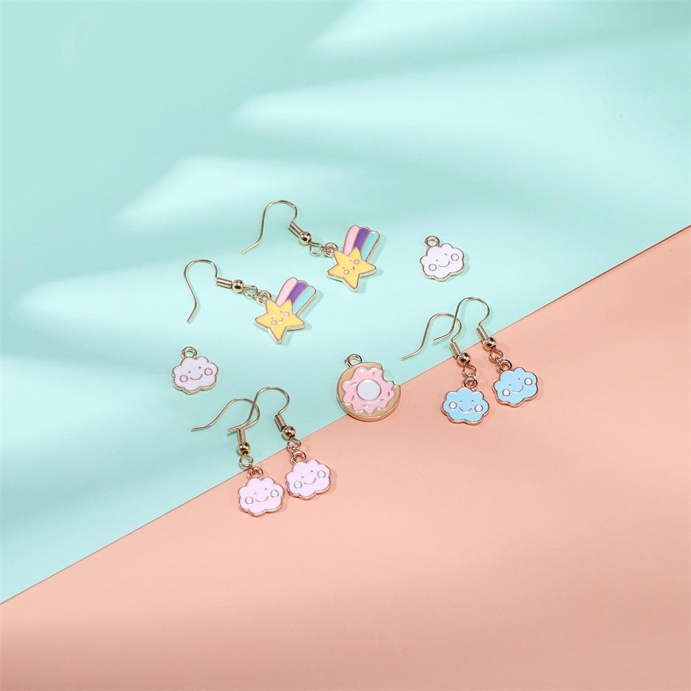 4Pcs/Lot Cute Cartoon Printing Connectes For Earrings Necklace Pendant Crafts DIY Jewelry Making Accessories