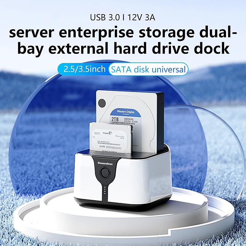 Blueendless 2 Bay HDD Box Case HDD Docking Station SSD Case Dual Bay Offline Clone SATA to USB 3.0 Adapter for 2.5 3.5 SSD Disk