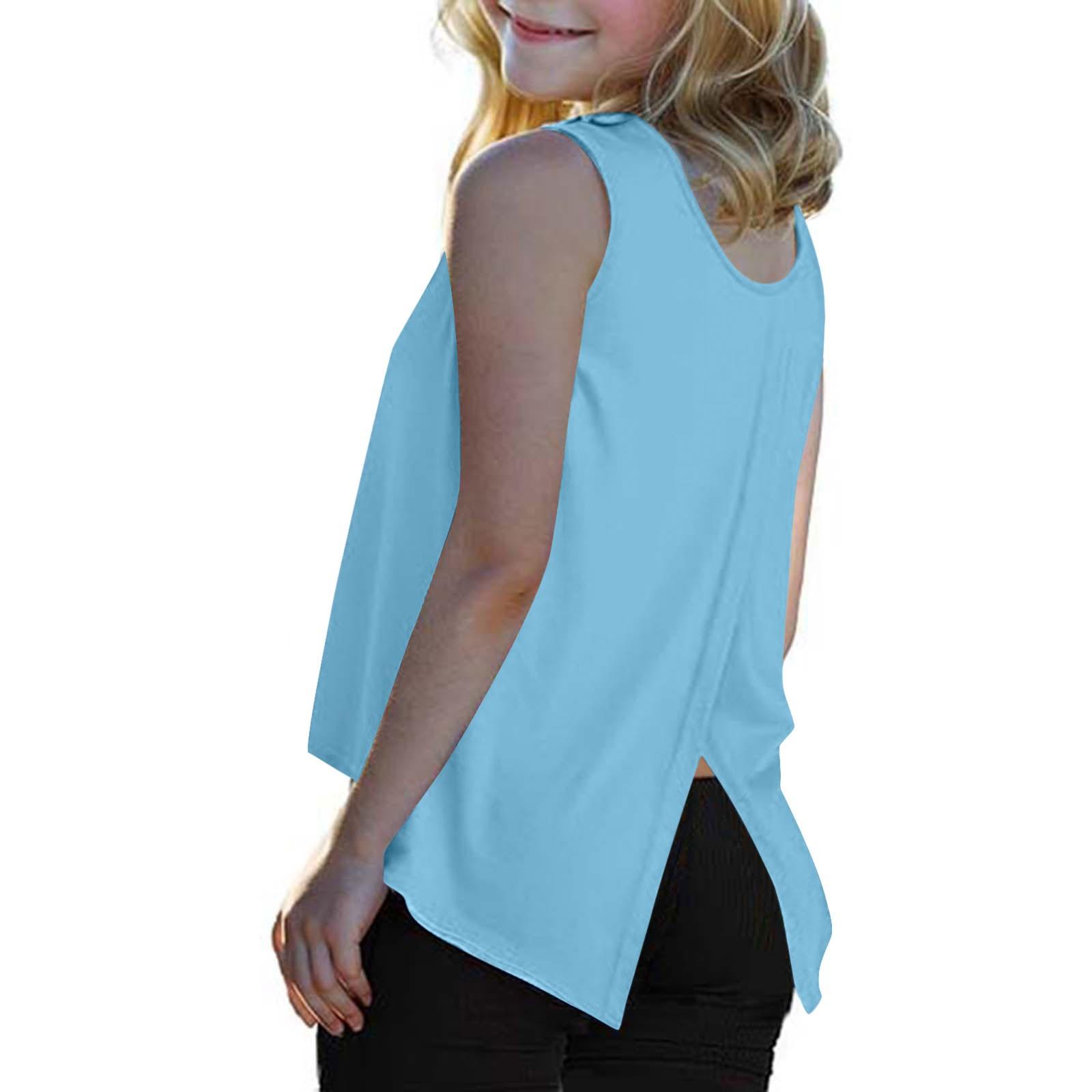 

Модная футболка без рукавов с бантом для девочек, однотонные топы с открытой спиной для детей 160 небесно-голубой