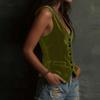 JPNTKY Women's Fashion Casual Solid Color Print Sleeveless V Neck Blouses & Shirts