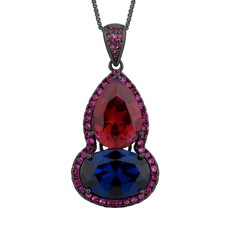 Autumn And Winter Jewelry Simulation Corundum Black Gold Retro Gourd Pendant Necklace Main Stone 10 * 14