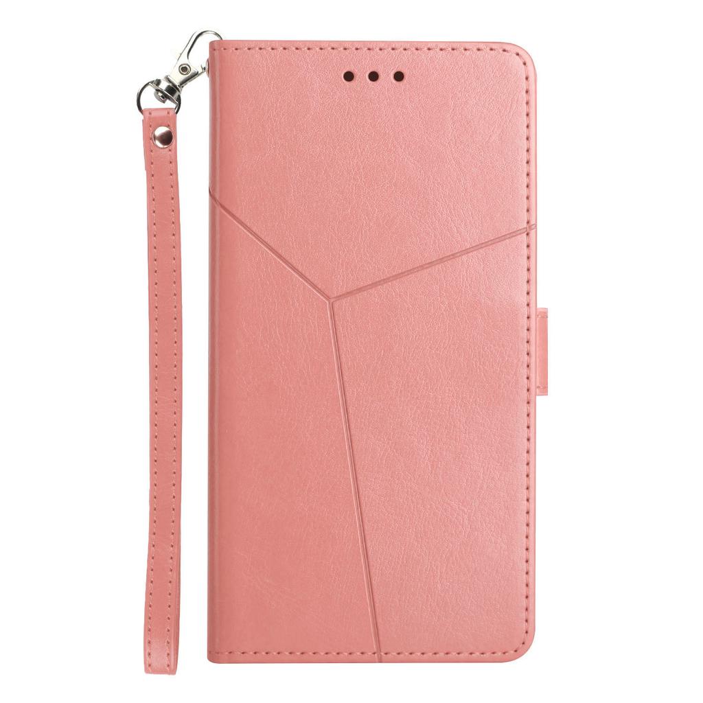 Applicable to Samsung S25 solid color embossed mobile phone leather case A27 flip insert card leather case A56 with hand rope protective case