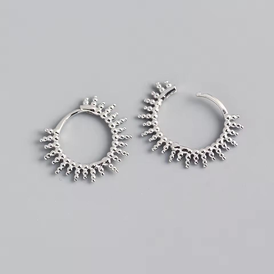 

Silver Color Beads Hoop Earrings for Women French Gold Silver Small Circle Earrings Jewelry Wholesale