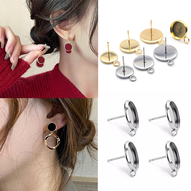 10 pièces/ensemble Base de montage Boucles d'oreilles Simplicité DIY Multicolore Monture de boucles d'oreilles Hypoallergénique Ensemble de base pour boucles d'oreilles DIY