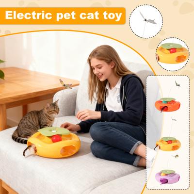 Jouet Électrique pour Chat Série Piste Papillon Rotative Automatique Disque de Jeu Jouet Interactif pour Chat