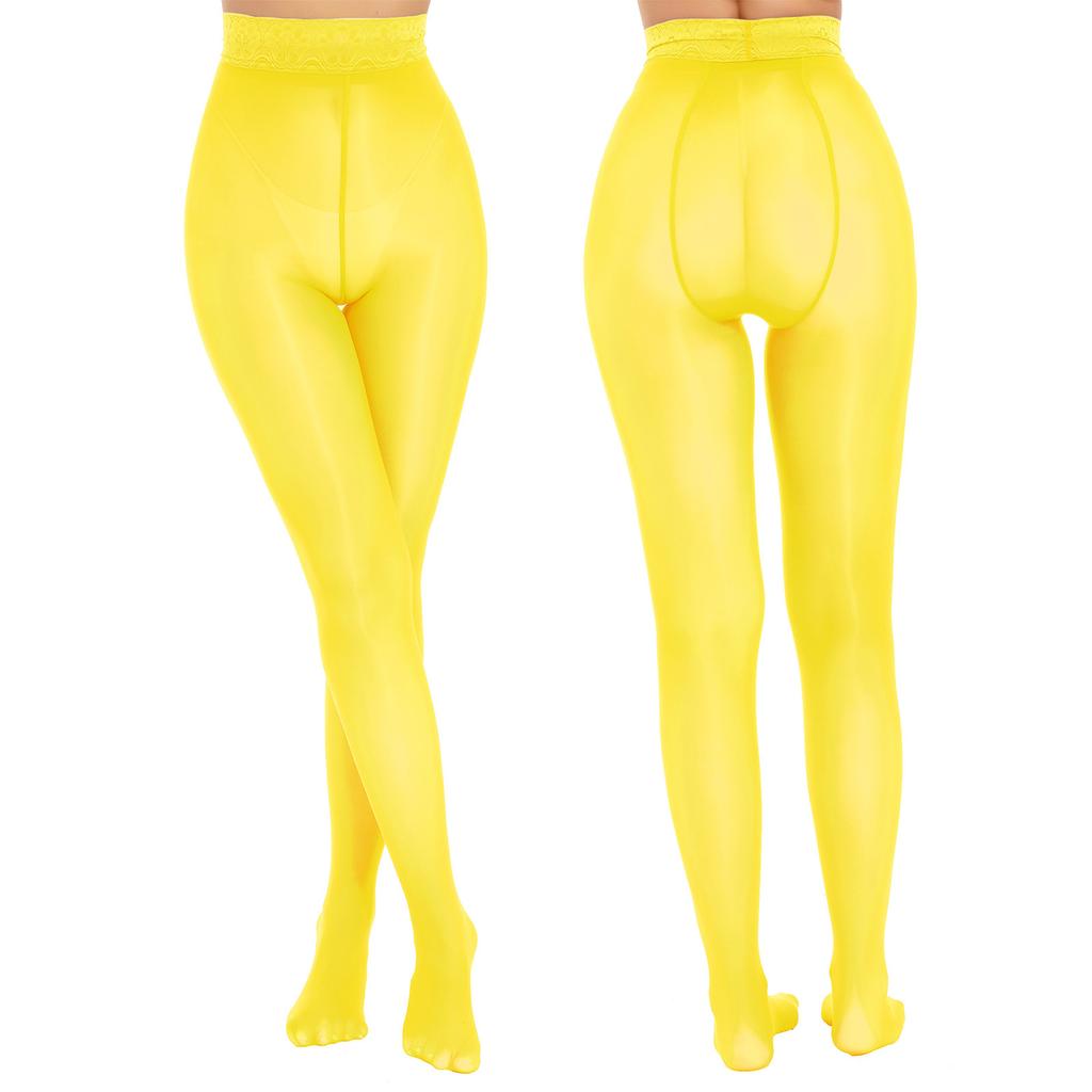 Γυναικεία γυαλιστερή λεία ψηλόμεση στενή διαφανή καλσόν με πόδια Κολάν