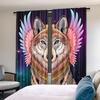 Set Of 2 Fantasy Wolf Curtains Starry Sky Print Semi Polyester Woven Decorative Light Filteri Filtering Made Machine Washable