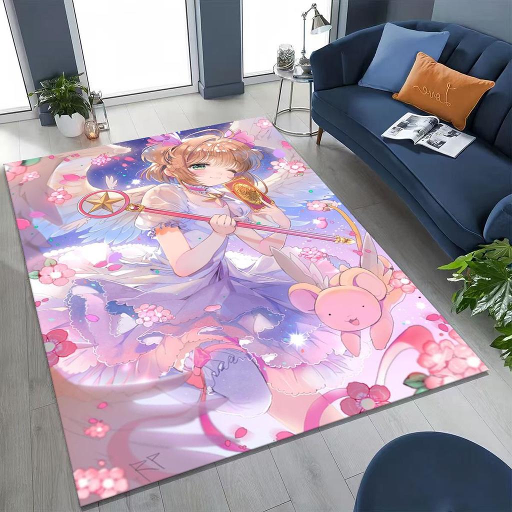 Cute Cartoon Card Captor Sakura Magic Girl Anime Art Rug for Bedroom Living Room Sofa Home Doormat Decor,Kids Non-slip Floor Mat