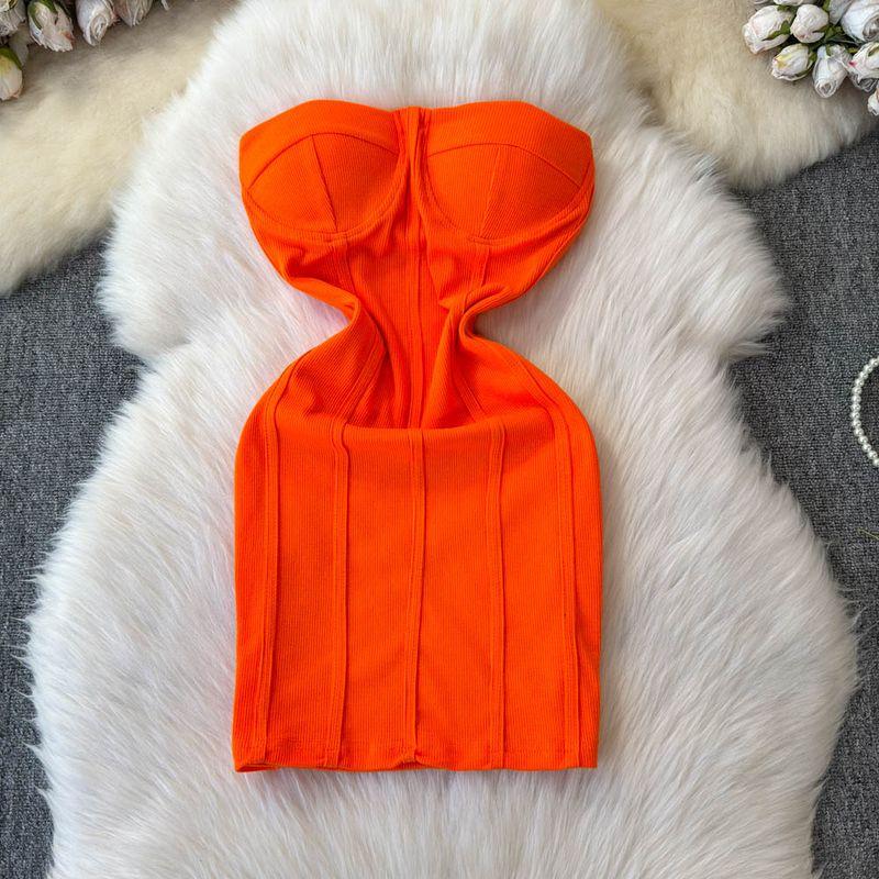 

Лето 2025 Новинка Ozhouzhan Гяру Сексуальное Открытая спина Без рукавов Топ-труба Облегающее Облегающее Короткое Платье-футляр Orange One size