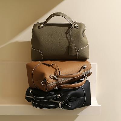 First Layer Cowhide Handbag Women's Niche High-end Sense Large Capacity Simple Commuting Leather Pillow Bag Single Shoulder Messenger Bag