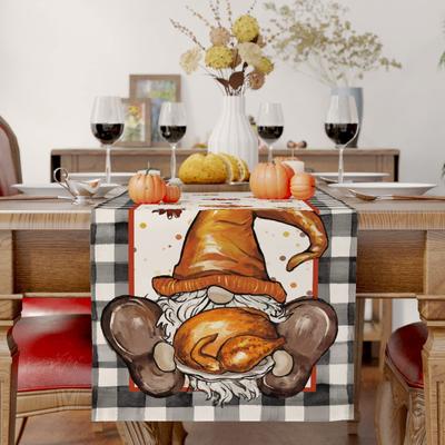 Thanksgiving Table Linen Table Runner Table Buffalo Plaid Gnome Thanksgiving Decorations Home Table Decorations Holiday Gifts