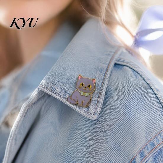 Backpack Pin Enamel Bow Tie Cat Brooch, Cartoon Kitten Metal Badge Lapel Pin, Hats Bags Scarves Clothes Decorative Accessory Brooch