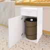 Modern White Wooden Trash Cabinet, Rectangular Freestanding Commercial Garbage Bin W/ 30L Capacity, Garbage Storage Container