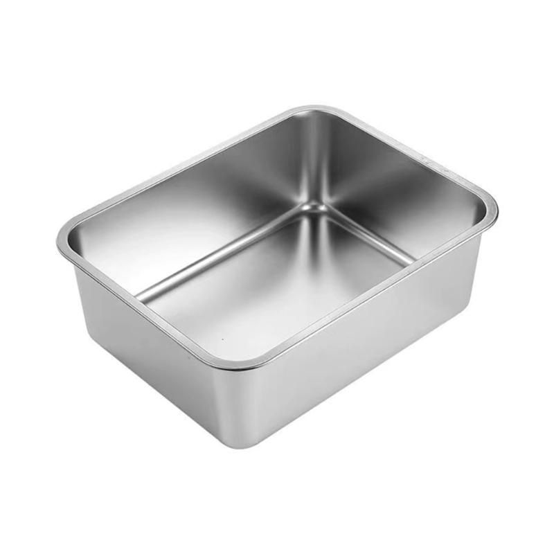Cats Litter Pans Stainless Steel Rabbits Litter Box Easy Cleaning No Lid No Residues Easy Cleaning Smooth Surfaces S