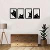 Four Piece Black Metal Cat Wall Art, Modern Animal Silhouette Sculpture Decor for Home Office Cafe