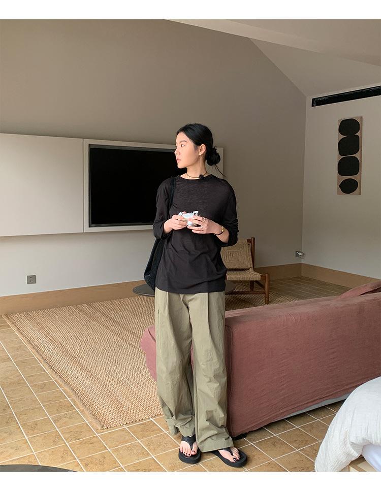 

Сексуальная рубашка, женская футболка с длинным рукавом, корейская приталенная эластичная футболка, топ One Size чёрный