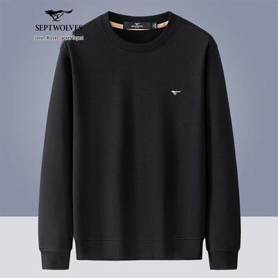 Qipilang Men's Embroidered Crew Neck Sweatshirt