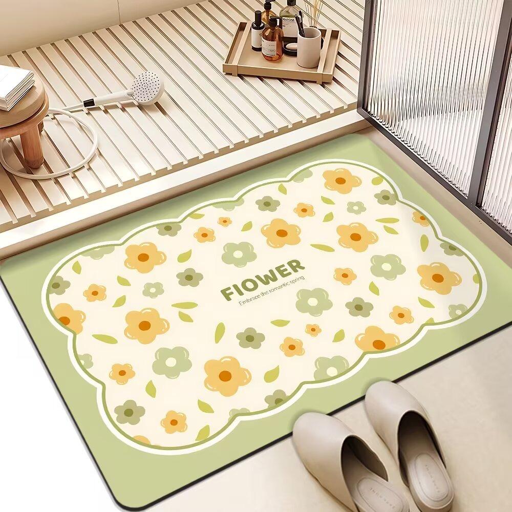 American Flower Light Luxury Advanced Sense Bathroom Absorbent Mat Dirty Non-slip Mat Toilet Quick Dry Good Care Door Mat