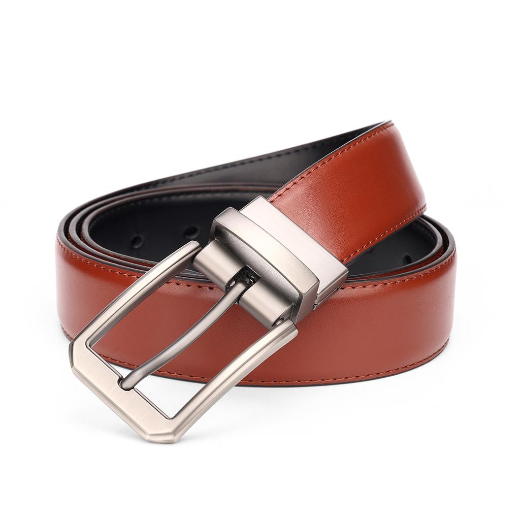 Double-Sided Use Men'S Belt Leather Pin Buckle Cowhide Belt High-End Business Versatile Belt Men
