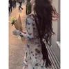 New temperament printed one-word shoulder dress casual irregular long skirt women's spring and autumn