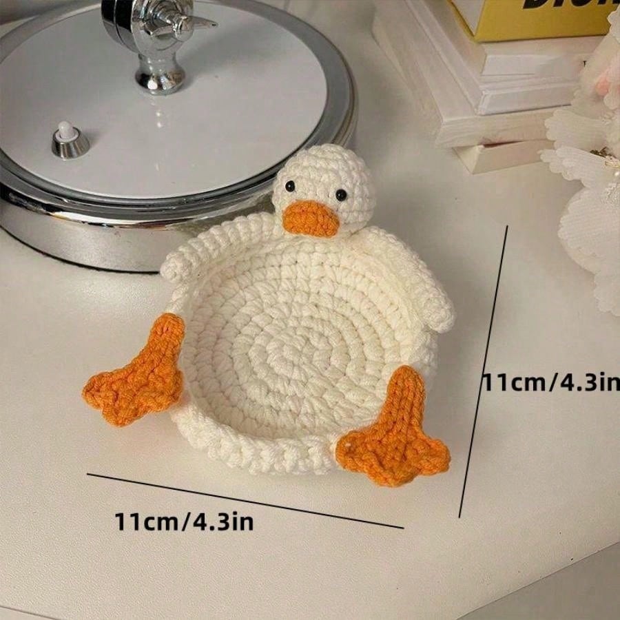 1pc,Crochet Animal Cup Coaster,Handmade Woven Drink Mat, DIY Desk Decor, Housewarming Cup Gift ,Graduation Gift
