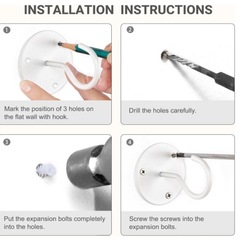 Ceiling Hooks for Hanging Plants, Metal Plant Hanger Bracket Wall Mount Hooks for Hanging Bird Feeders,Outdoor Decoration Hooks