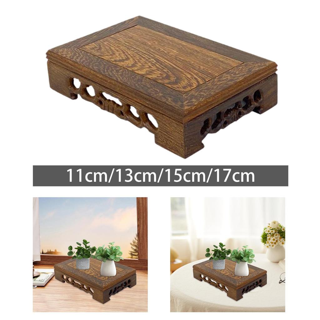 Solid Wood Flower Pot Display Stand Wooden Base Planter Rack Decorative Vase Pedestal for Home Garden Porch Corridor
