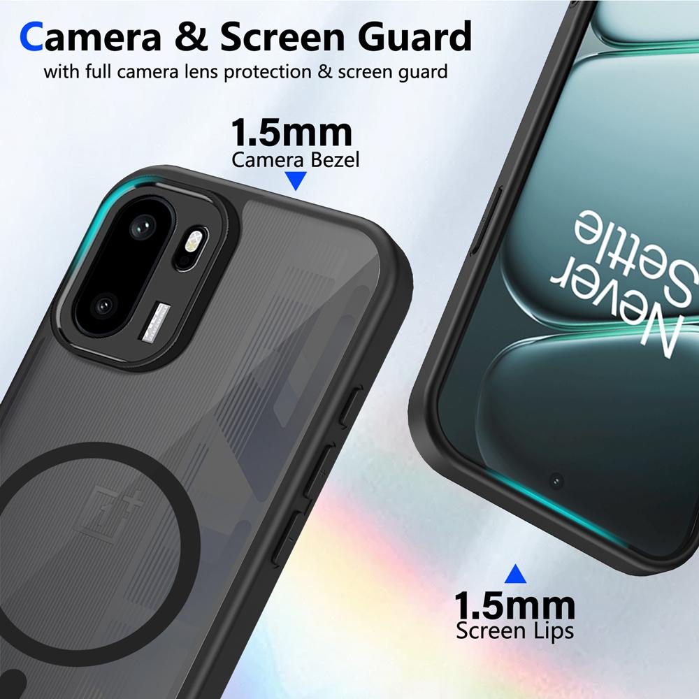 KEYSION Magnetic Phone Case for OnePlus 15R Soft Silicone+PC Matte Translucent Clear Shockproof Cover for OnePlus 1+ Ace 6 6T