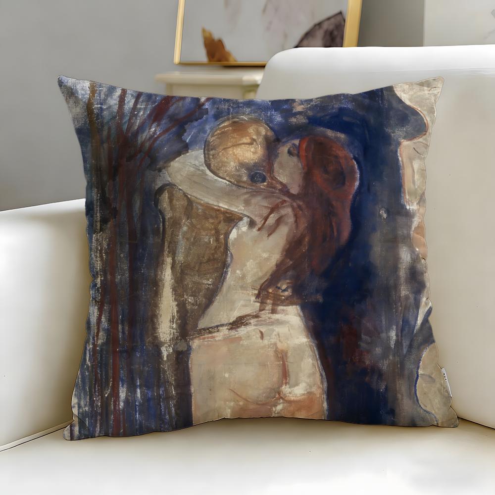 Classic Painter Edvard Munch Cushion Cover Soft & Easy-Wash Pillow Case – Versatile for Couch, Bed, Travel and Office