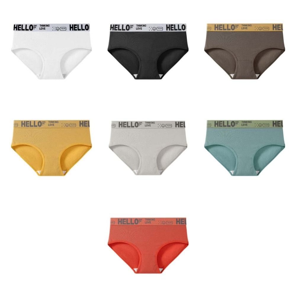 4Pcs Low Waist Women Cotton Panties Set Cotton Crotch Letter Underpants Adolescent
