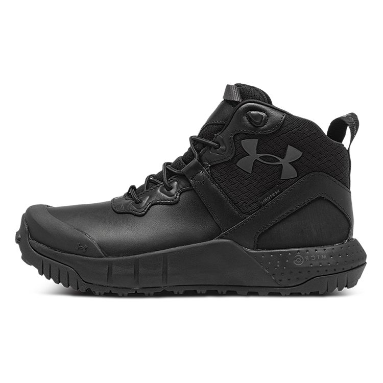 Under Armour Micro G Valsetz Mid Leather Black Jet Grey Men Sneakers 3024334-001
