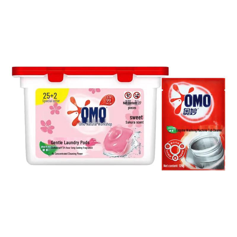 OMO Natural Cherry Blossom Laundry Pods & Machine Cleaner Set
