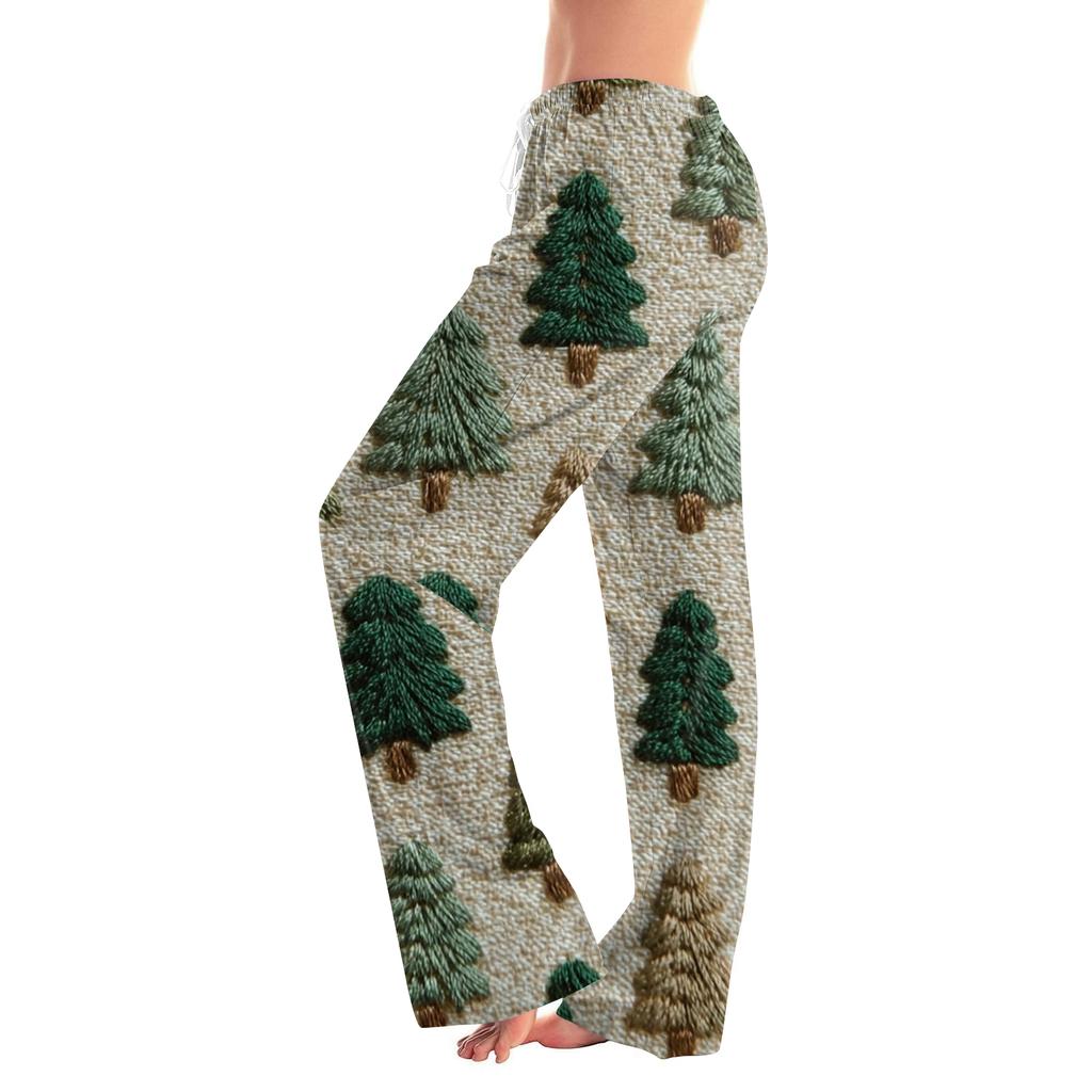 Women's Drawstring Christmas Printed Casual Pants